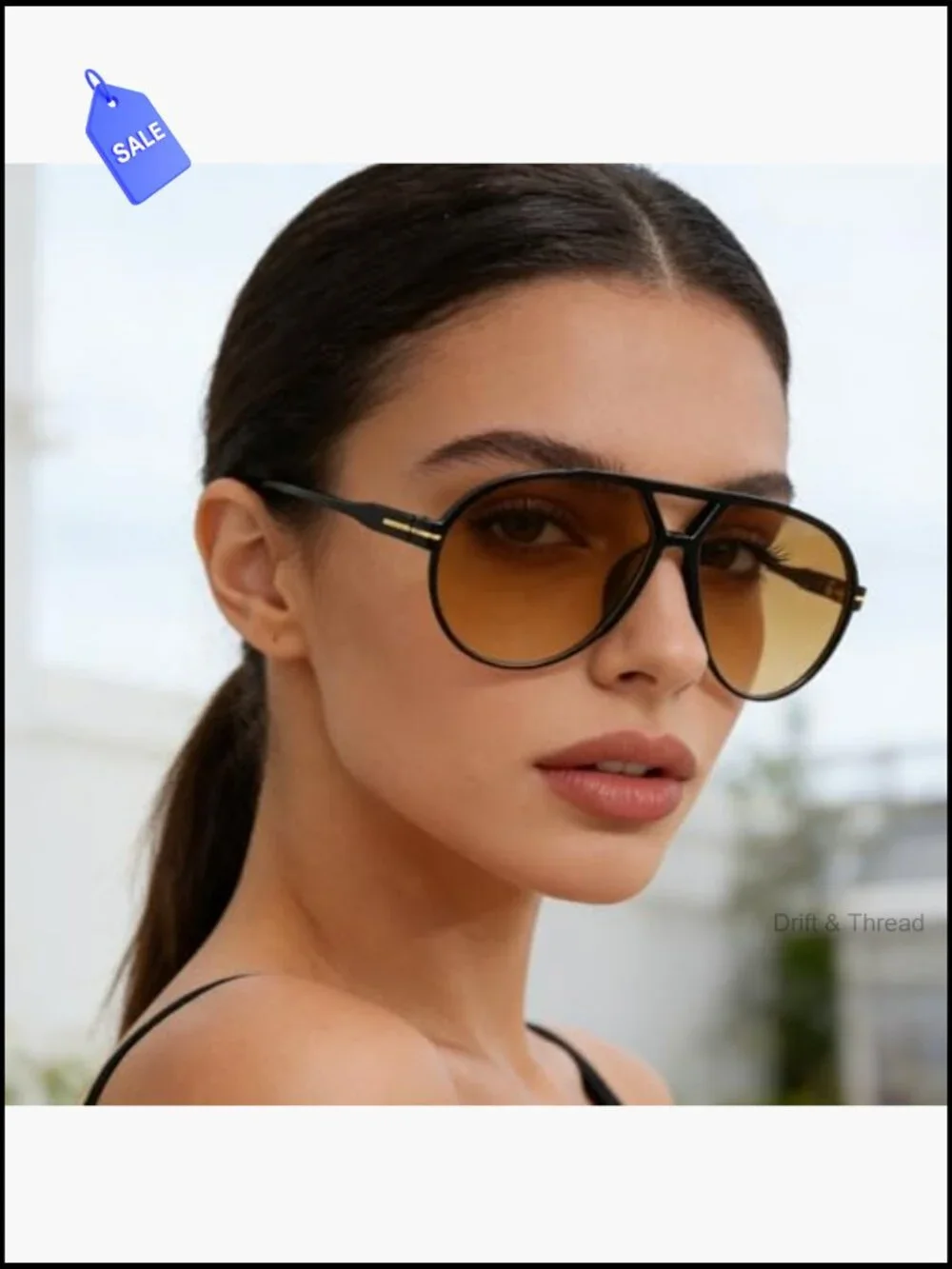 Oversized Square Sunglasses Unisex Retro Aviator UV400 Protection